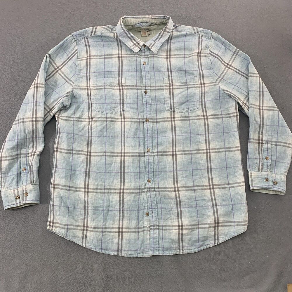 Carbon2cobalt Shirt Mens XLT Blue Plaid Long Sleeve Button Up Pockets Casual
